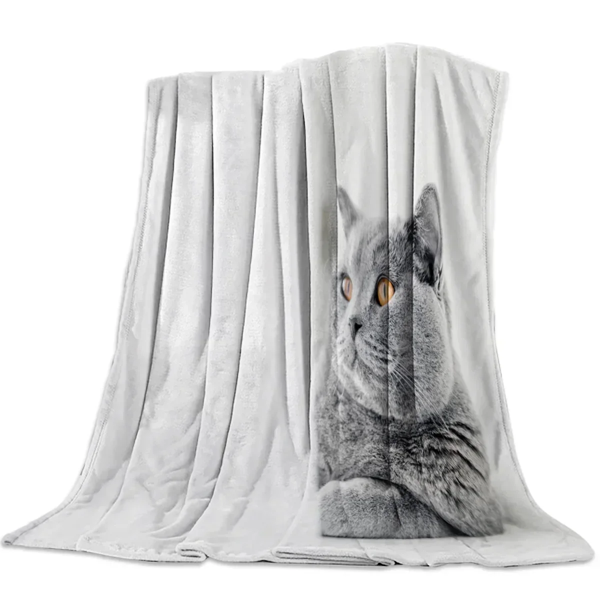 

Black White Cat Flannel Blanket for Bed Sofa Portable Soft Fleece Throw Blankets Funny Plush Bedspreads Queen King Twin Size