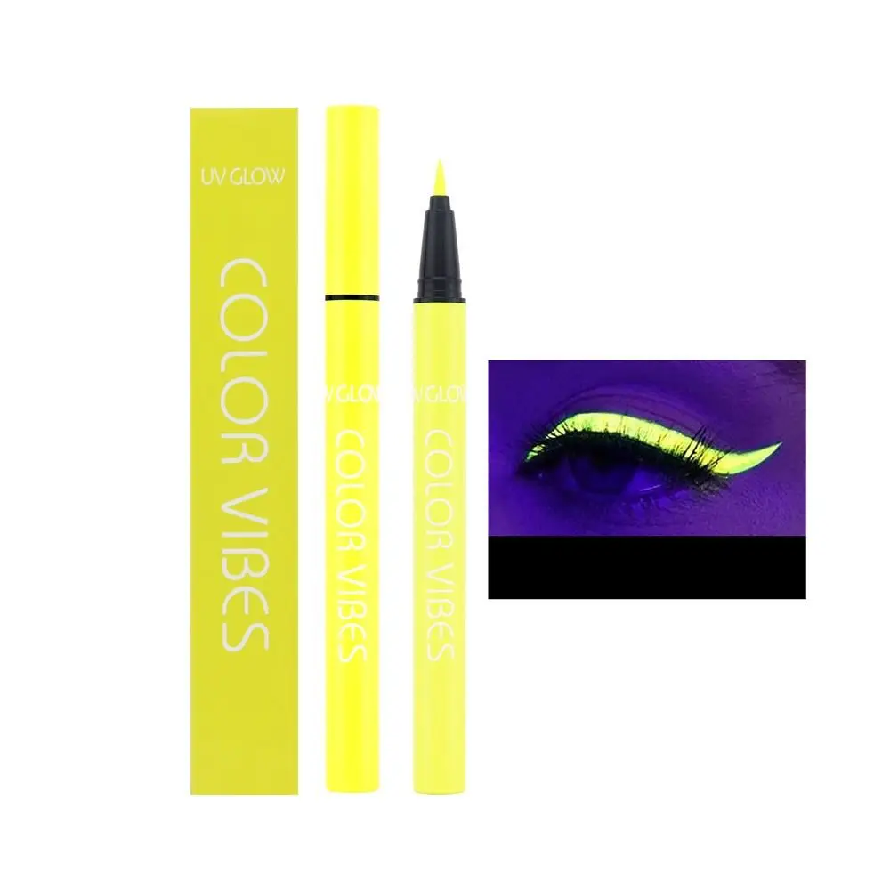 

Non-Smudge Uv Fluorescent Eyeliner Glow in Dark Body Art Paint Eyeliner Gel Pen Matte Purple Yellow Colorful Eyeliner Pencil