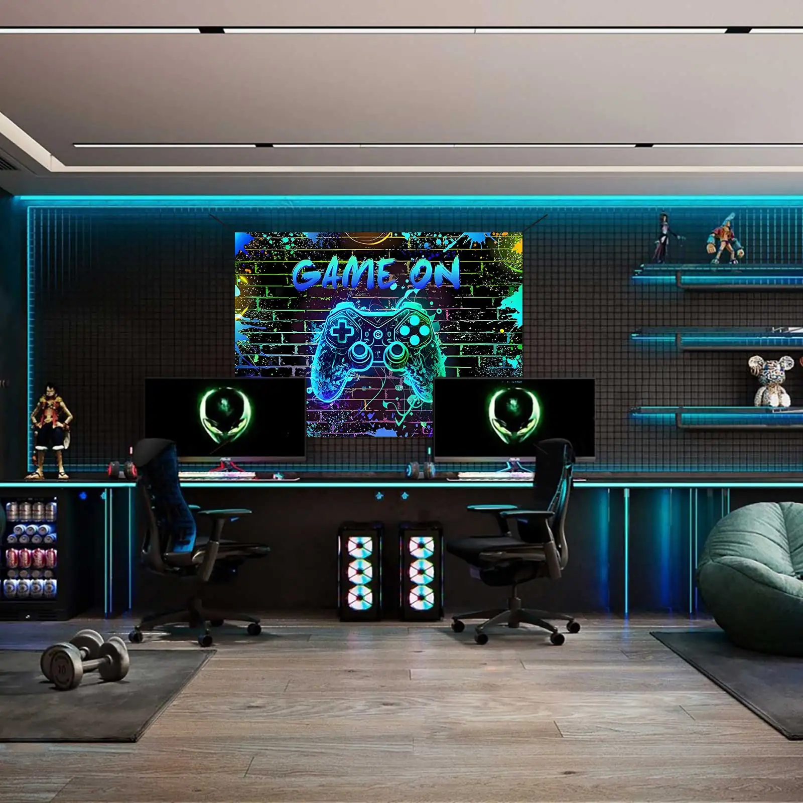 Game On Backdrop Video Game for Level Up Birthday Party Decoration Video Game Happy Birthday Background Game Night Arcade Neon G