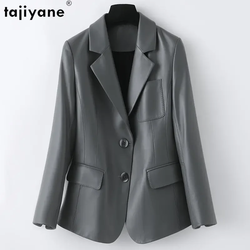 Tajeyane-Chaqueta de cuero auténtico para mujer, abrigo elegante de alta calidad, a la moda, chaqueta auténtica piel de oveja