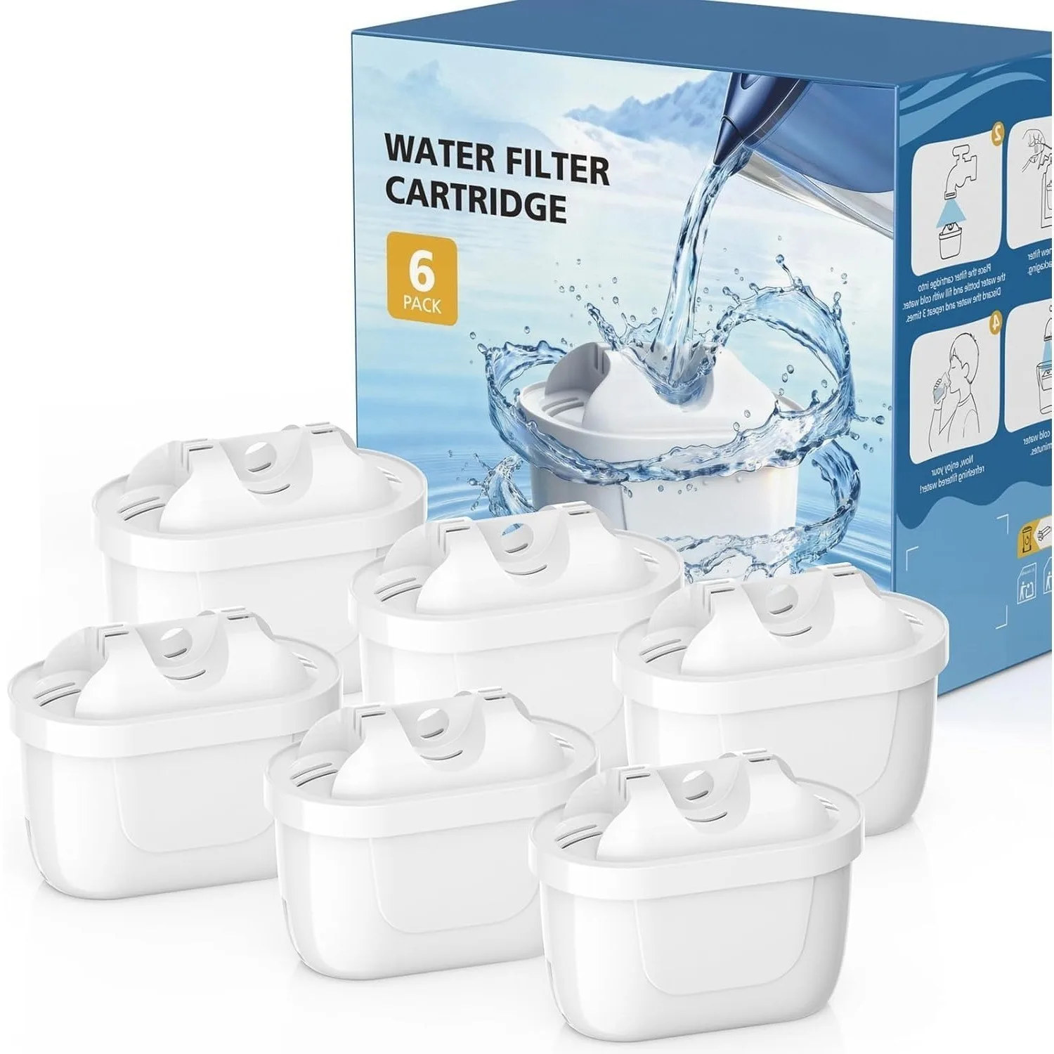 Water Filter Cartridge Compatible with Brita Jug Maxtra+, Marella Cool, Style, Elemaris XL, Aluna, Aluna Cool, Mavea El