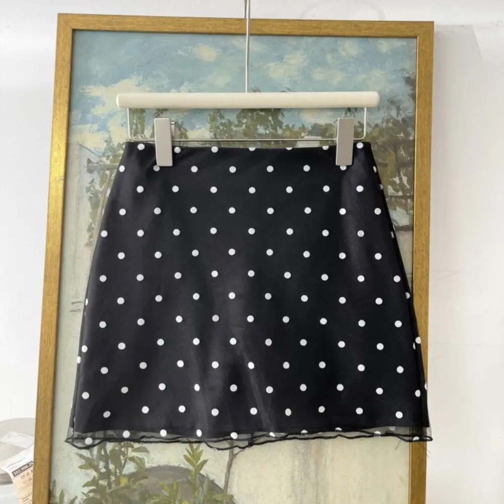 Weibliche Kleidung Vintage Polka Dot Rock Zipper Koreanischen Stil Hohe Taille Rock Casual Bodycon Mini Rock Elegante Anlässe