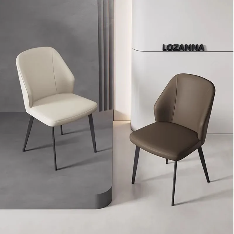 كرسي صالة إيطالي فاخر، تنجيد جلدي، تصميم إسكندنافي بسيط، كرسي جانبي لغرفة المعيشة، مقاعد فاخرة #6