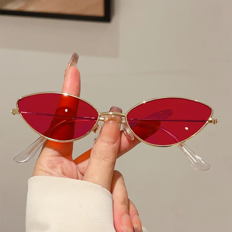 OEC CPO Vintage Metall Cat Eye Sonnenbrille Frauen Kleine Rahmen Luxus Marke Sonnenbrille für Weibliche Polychrome Shades UV400 Brillen – Detail 2