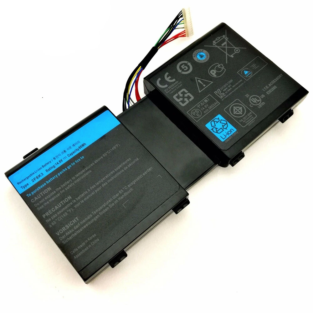 Batteria per laptop originale 2F8K3 14.8V 86Wh nuovissima per Dell Alienware 17 17X M17X R5 18X M18X R3 P18E ecc.
