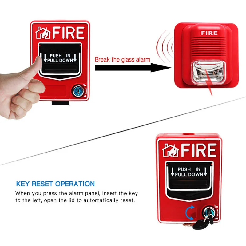 KOOJN-Fire Inspection Factory Botão Interruptor, Botão De Alarme Não Tecido, Acessório Do Sistema De Alarme Manual Multi Linha, Reset Interruptor