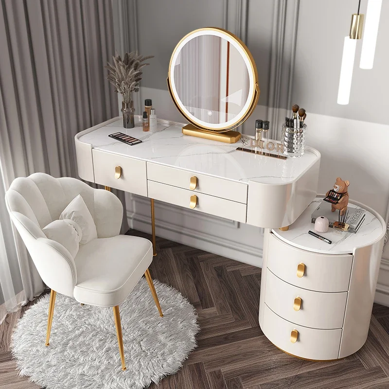 Luxury Large Mirror Makeup Storage China Nordic White Multifunction Dressing Table Modern Coiffeuse De Chambre Furniture Bedroom