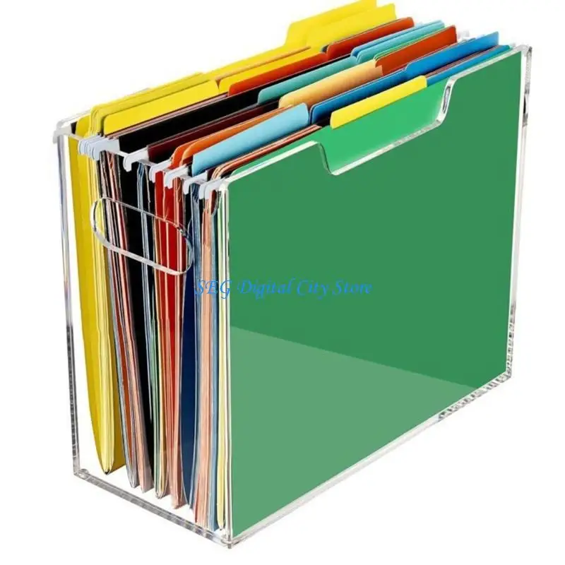 

U75B Прозрачный акриловый ящик для хранения папок-органайзеров с портативной ручкой 12,2x5,51x9,84 дюйма для организации файлов