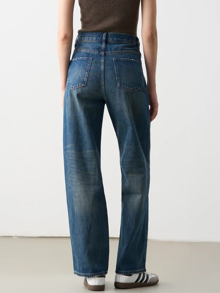 

Широкие джинсовые джинсы с высокой талией, женские повседневные брюки грушевого кроя, прямой крой, свободный крой, весна-лето, хлопок, глубокий цвет