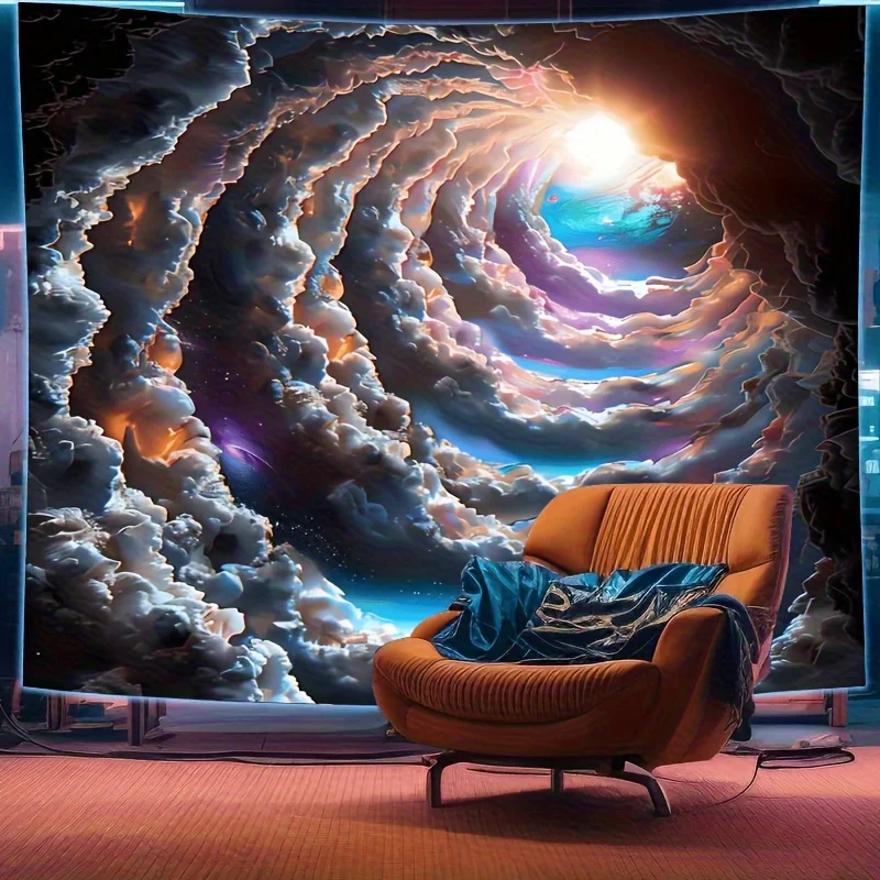 Cosmic Cloud Tunnel Tapestry Space Art Galaxy Sky Wall Hanging Astronomical Decor Fantasy Universe Living Room Print
