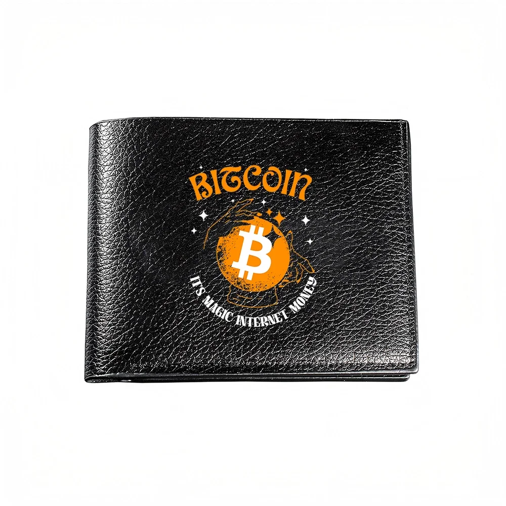 Bitcoin Its Magic Internet Money Men Wallet Card Holder Fashion Casual Business Style Print Design
