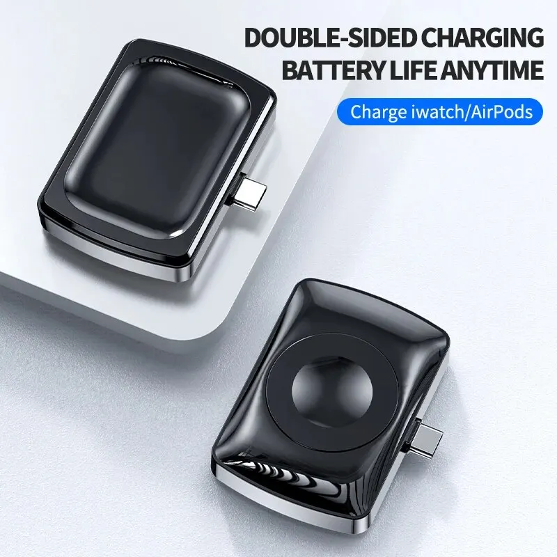 2 In 1 Fast Magnetic Watch Wireless Charger for Apple Watch Airpods IWatch 1-9 SE Ultra Portable PD Type C Charging Dock Adapter