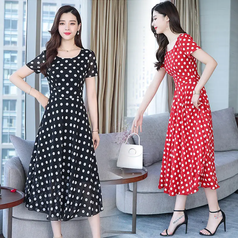 Polka Dot Kleid Sommer Tragen für Frauen Neue Stil frauen Kurzarm Blumen Kleid Frau Kleid Vestido De mujer Femme Robe