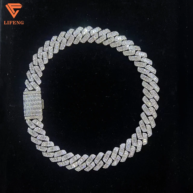 Fashion Jewelry With GRA Certificate VVS Moissanite Cuban Link Chain Moissanite Necklaces Hip-hop Raper Singer Men's