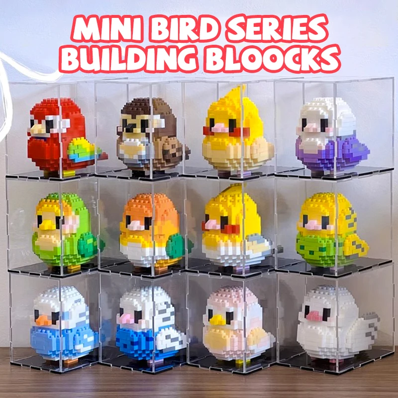 Mini Building Blocks 3D Bird Series Cute Parrot Model Bricks Set Assemble Kawaii Table Decor Toys for Kids Gifts