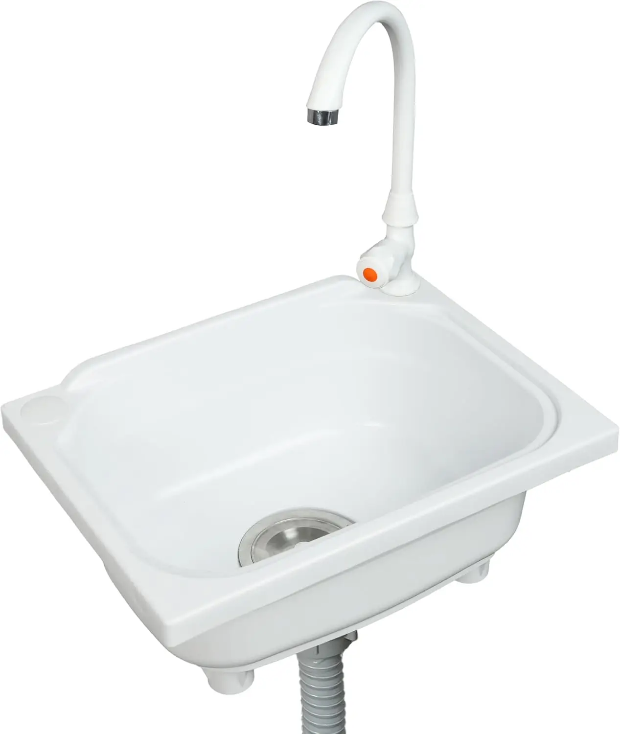 

kitchen Single Bowl Utility Sink, Kitchen Wall-Mounted Sink 15.1 x 11.2 Inch With 1.26 inch faucet hole, Plastic rv sink for Hom