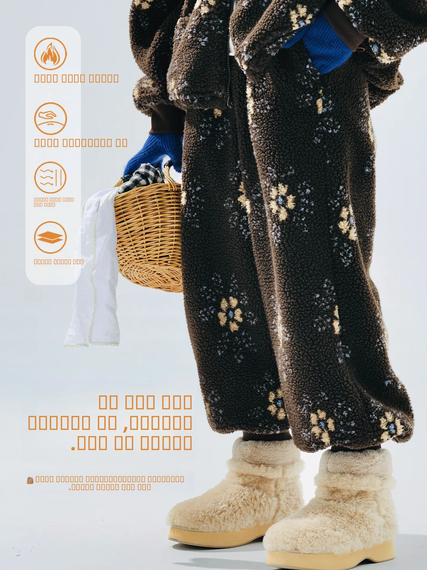 

Женские зимние утепленные брюки Iokoni коричневого цвета с флисовой подкладкой, бархатными манжетами, принтом, высокой талией и эластичным поясом во французском стиле