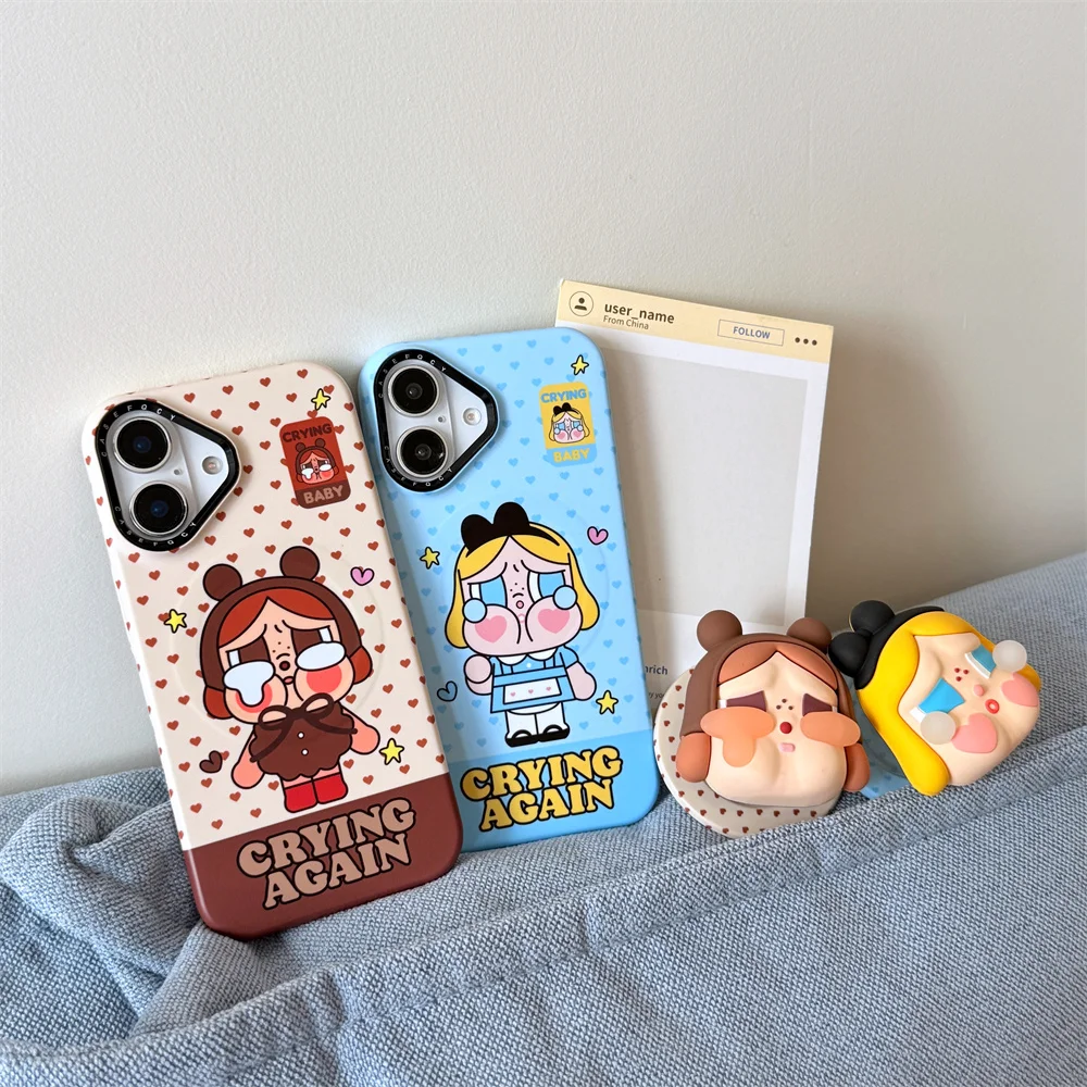 

Funny cartoon with Magsafe magnetic stand phone case for iphone 13 14 15 16 Pro Max cover 3D cute holder Lovely protective cover