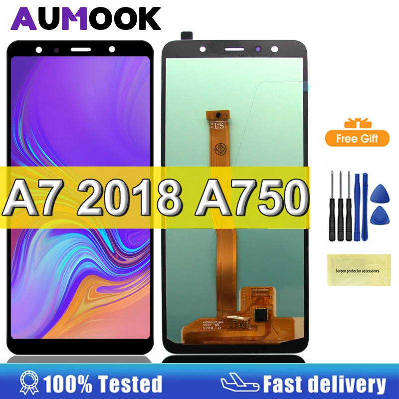 ЖК-дисплей 6,0 дюймов AMOLED для Samsung Galaxy A7 2018, сменный сенсорный экран с дигитайзером для Samsung A750 A750F SM-A750F LCD