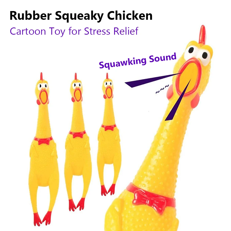 Funny Cartoon Rubber Screaming Chicken Big Dog Puppy Interactive Chewing Dog Toy Cleaning Teeth Dog Excited Pet Squeaker Toys