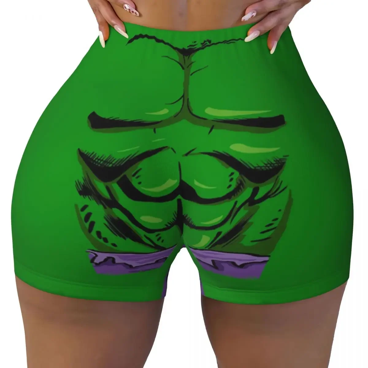 Shorts de treino de raiva verde Hulk personalizados para mulheres, academia, vôlei, corrida, ioga