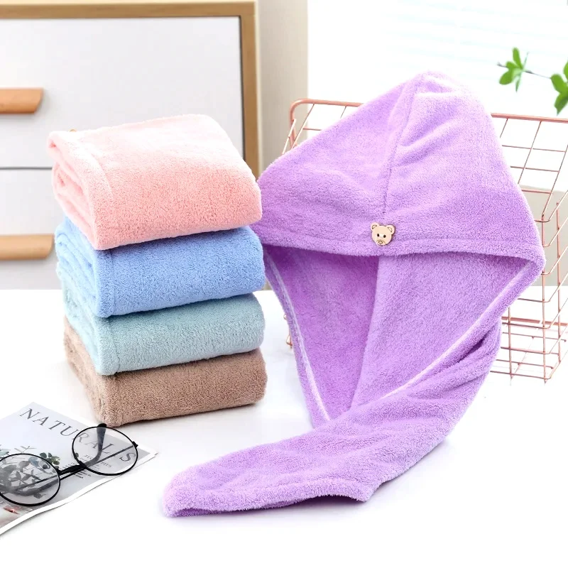 Women Long Hair Quick-Dry Hair Towel Soft Microfiber Towels Shower Cap Towel Bath Hats for Women Dry Hair Cap Lady Turban Head