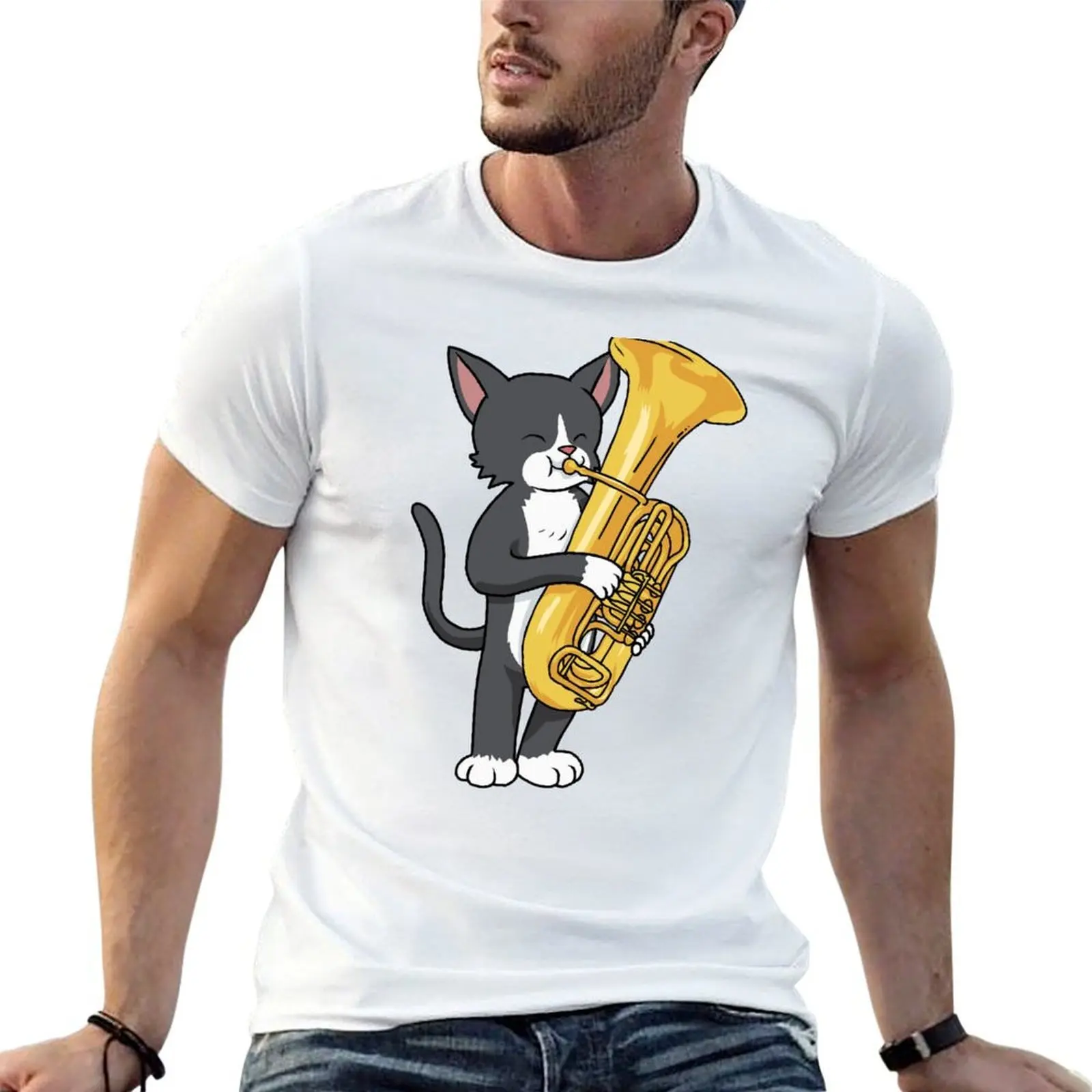 

Cat t Tuxedo prints Band t Gifts man shirts Cat Women Gifts Marching Tuba shirts T-Shirt funny Tuba Men with