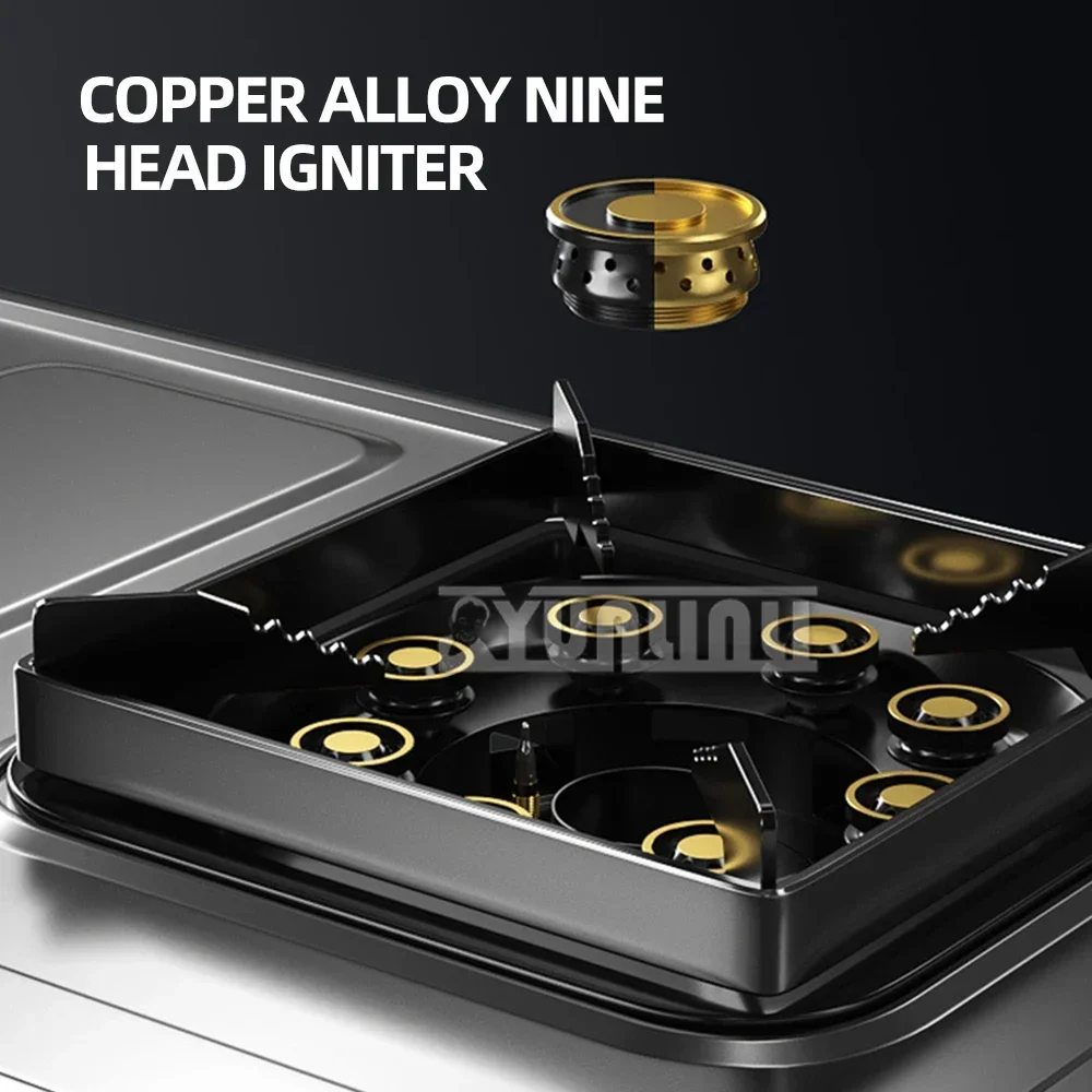 Desktop Stainless Steel Double Stove Household Bench Top Strong Fire Liquefied Natural Gas Stove