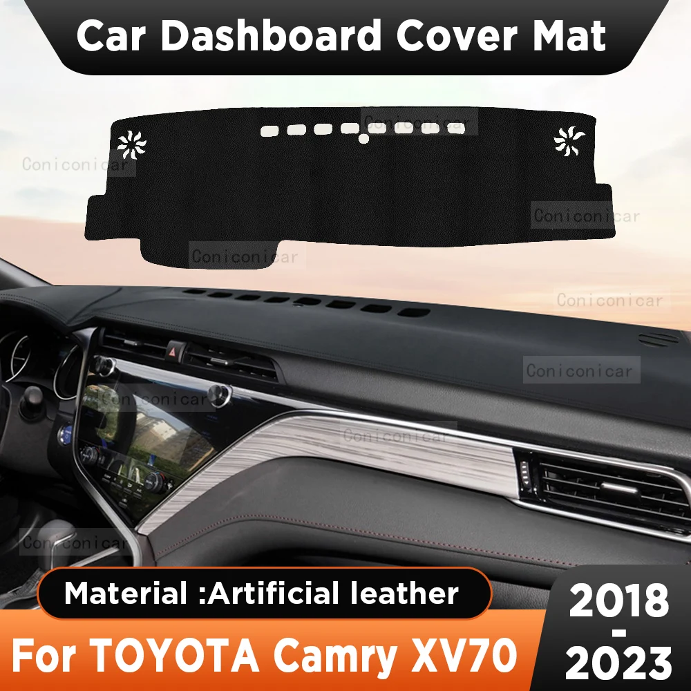 Car Dashboard Sun Shade Cover Instrument Desk Non-slip Artificial Leather Pad Mat For TOYOTA Camry XV70 2018-2023 Accessories