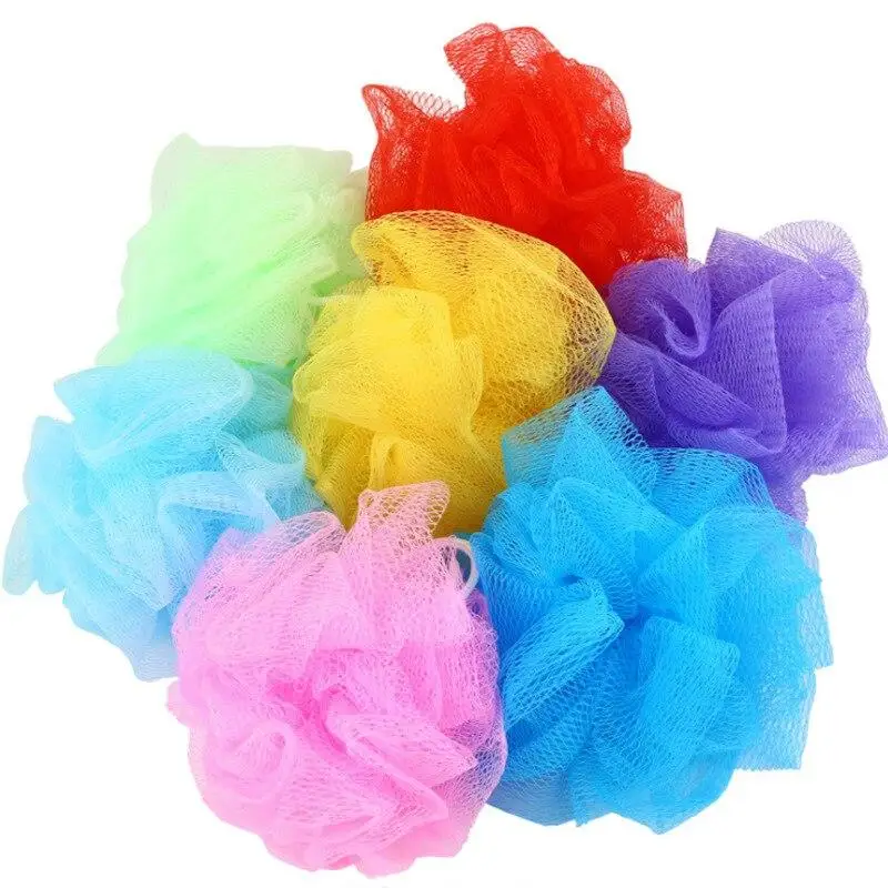 Bola de baño suave de colores con cuerda, esponjas de ducha, depuradores, suministros para hacer burbujas, herramientas para limpiar la piel, accesorios de baño, 1 unidad