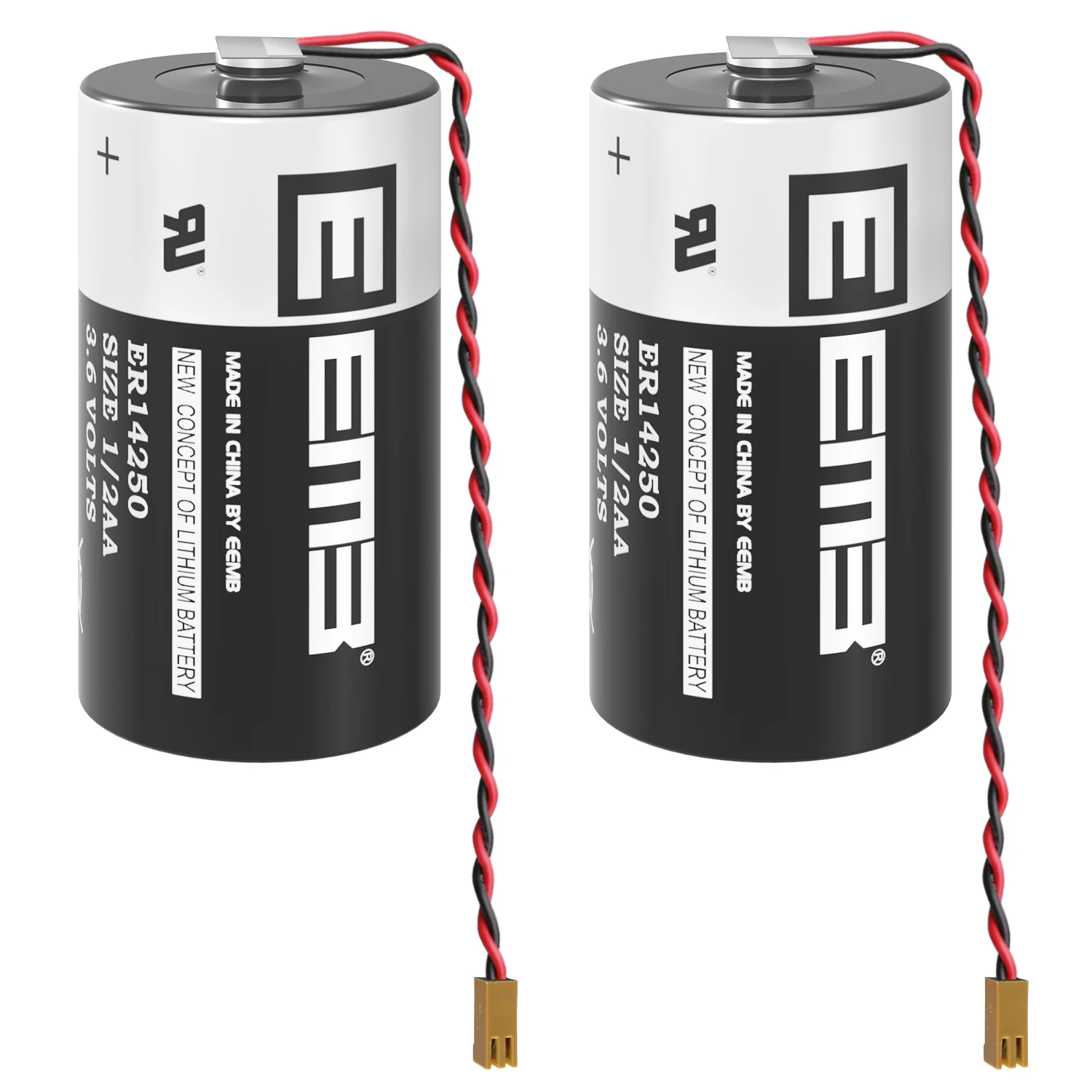 

2Pack EEMB ER14250 PLC Battery 3.6V Battery Pack 1200mAh Compatible for Toshiba ER3V with Plug