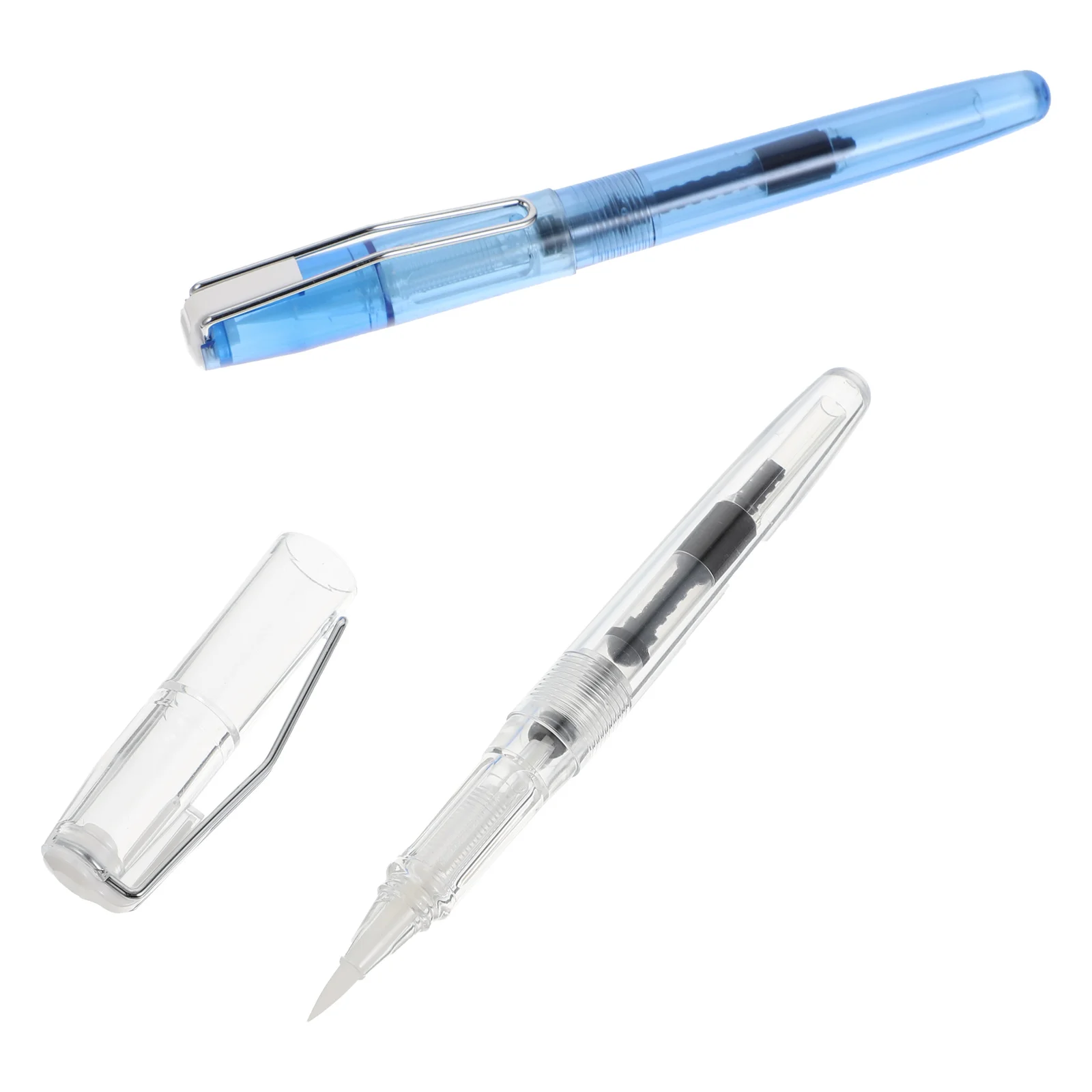 

2Pcs Fountain Style Brush Refillable Ink Pens for Writing Watercolor Adults Students Brush Pen Plastic