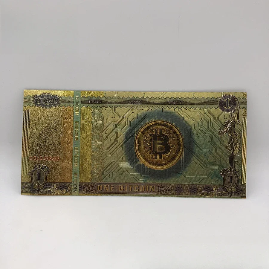 النقدية الملونة المطلية بالذهب مائة BITCOIN البلاستيك المال بت عملة BTC وهمية المال تذكارية ديكور المنزل