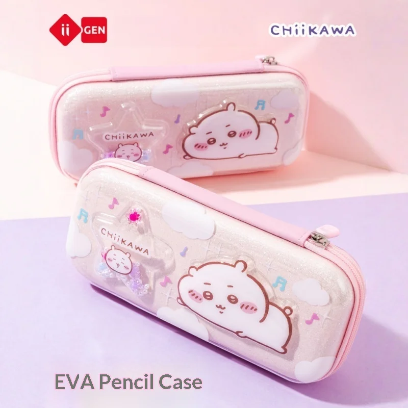 

Милый 3D-пенал Iigen Chiikawa с розовыми блестками и звездами, большой вместимости, из ударопрочного EVA, для девочек начальной школы, подарок к началу учебного года