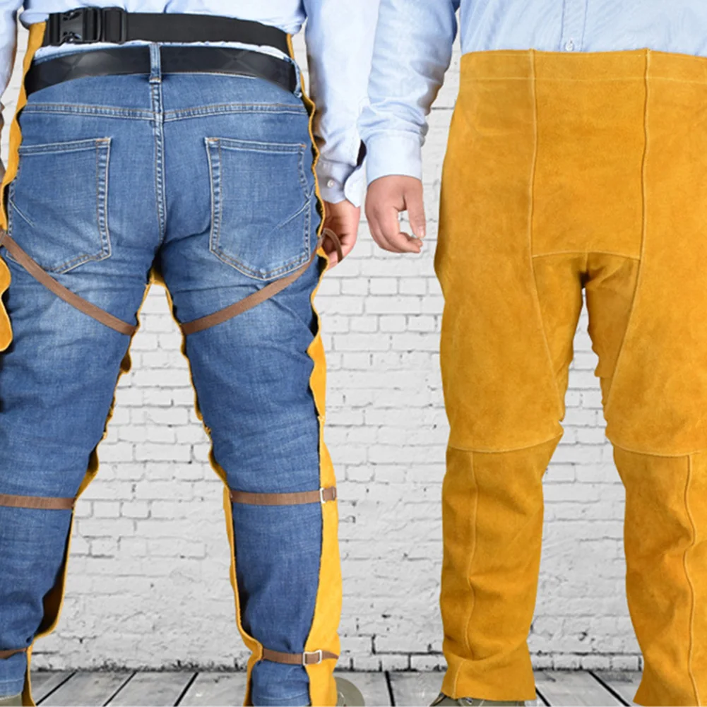 

Fire WearResistant Welding Safety Chaps Leather Apron Style Adjustment Split Leg Trousers Are Separately Designed, And The Nylon