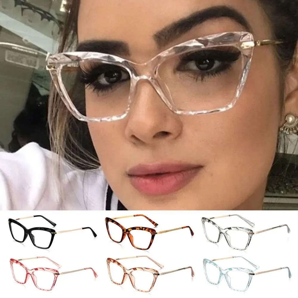 

Can Be Equipped with Women's Eyeglass Frame Faceted Crystal Eyeglasses Cat Eye Glasses Frame Square Glasses Frame