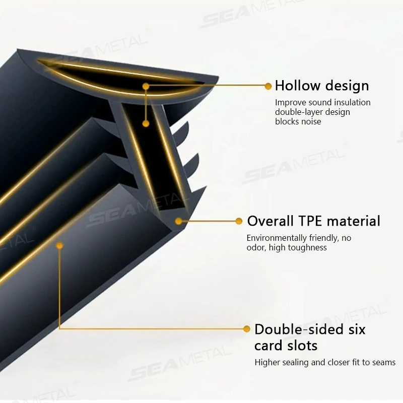 SEAMETAL 160CM Car Dashboard Seal Strip Upgrade Double Sided Car Sticker Rubber Seals Better Sound Insulation for Car Accessorie image 4