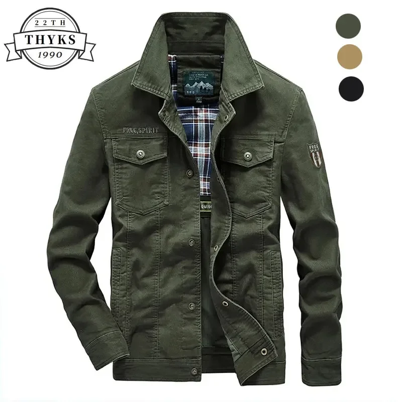 Plus Size 7XL 8XL giacca militare da uomo in cotone di qualità primavera autunno giacche da uomo Multi-tasche cappotti Casual Chaquetas Hombre