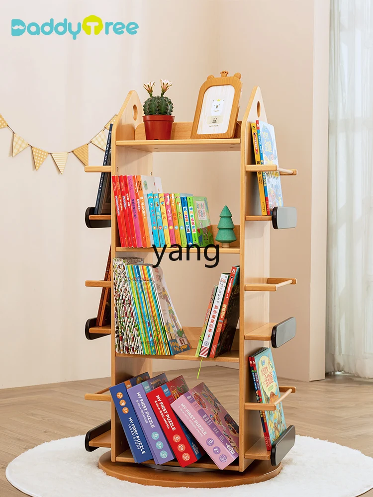 Libreria girevole per bambini e ripiano portaoggetti in legno massello scaffale da pavimento piccolo libreria multistrato