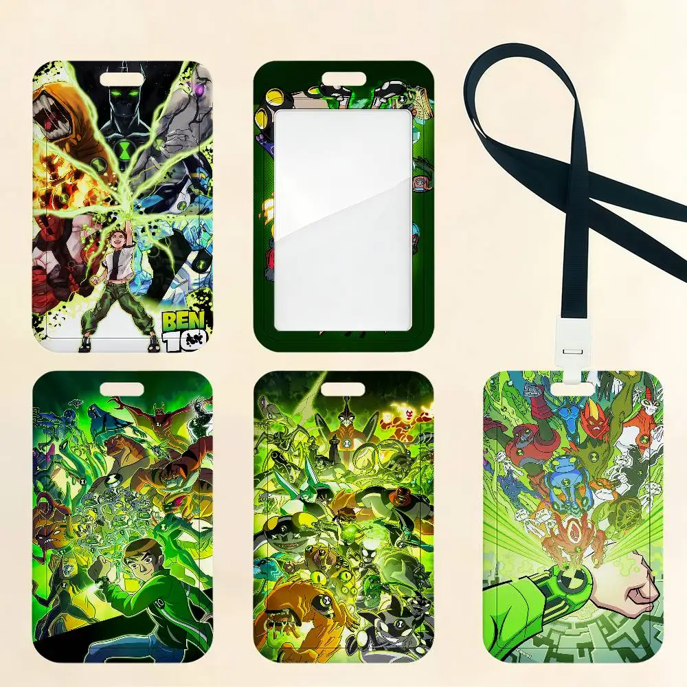 Amerikanischer Cartoon B-Ben 10 Kartenhalter Kartenetui Bus U-Bahn Arbeitsausweis Studenten-Lanyard Halsbänder Ausweishalter
