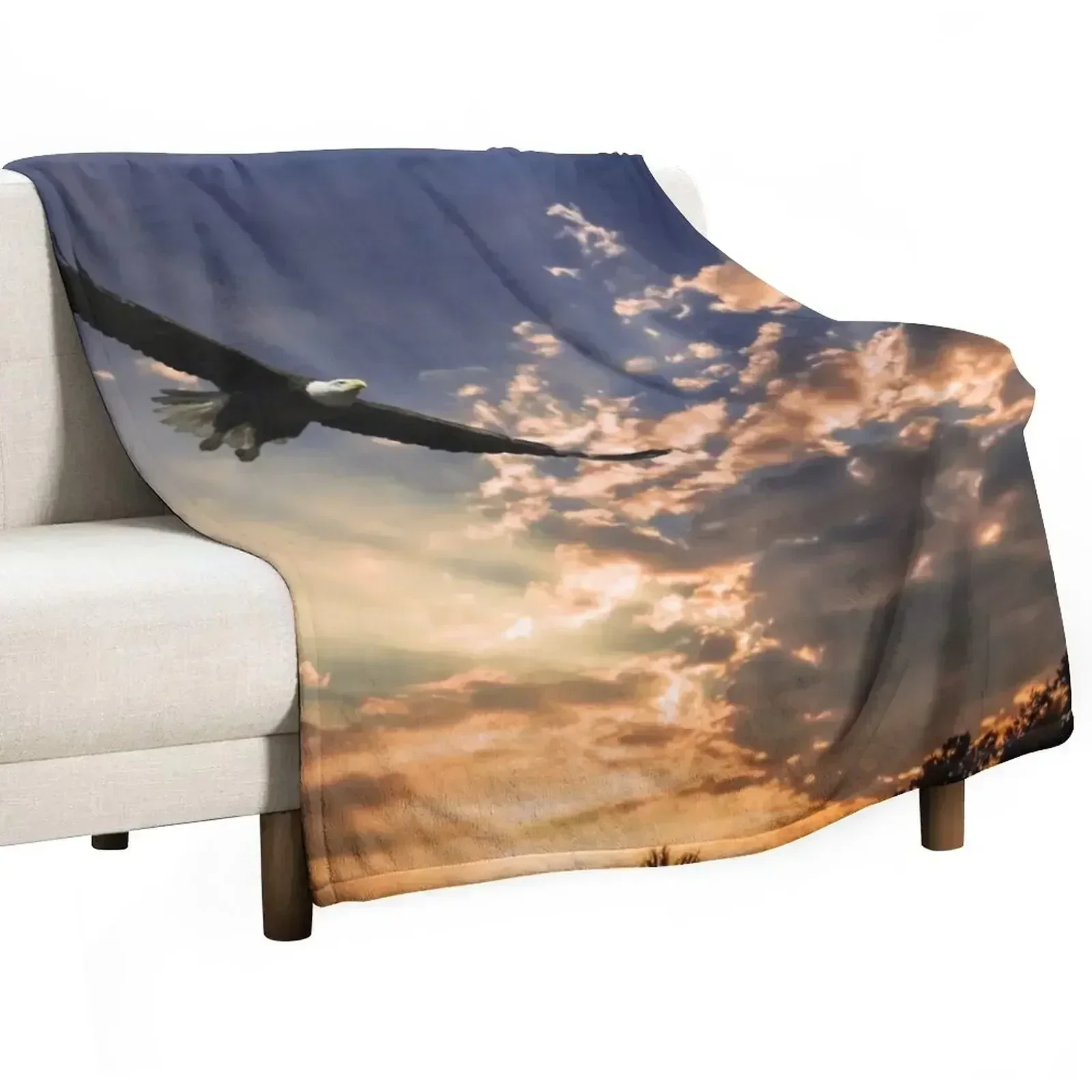 High Soaring Bald Eagle Throw Blanket sofa bed blankets ands Sofa Throw Blankets