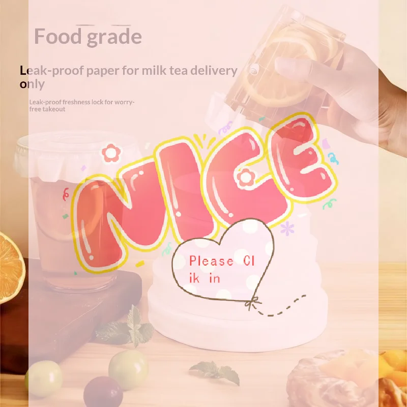 【BA】100/500pcs Disposable Leak Proof Paper Coffee Cup Cover Lid Films Anti Overflow Milk Tea Takeaway Beverage Cup Anti Leakage