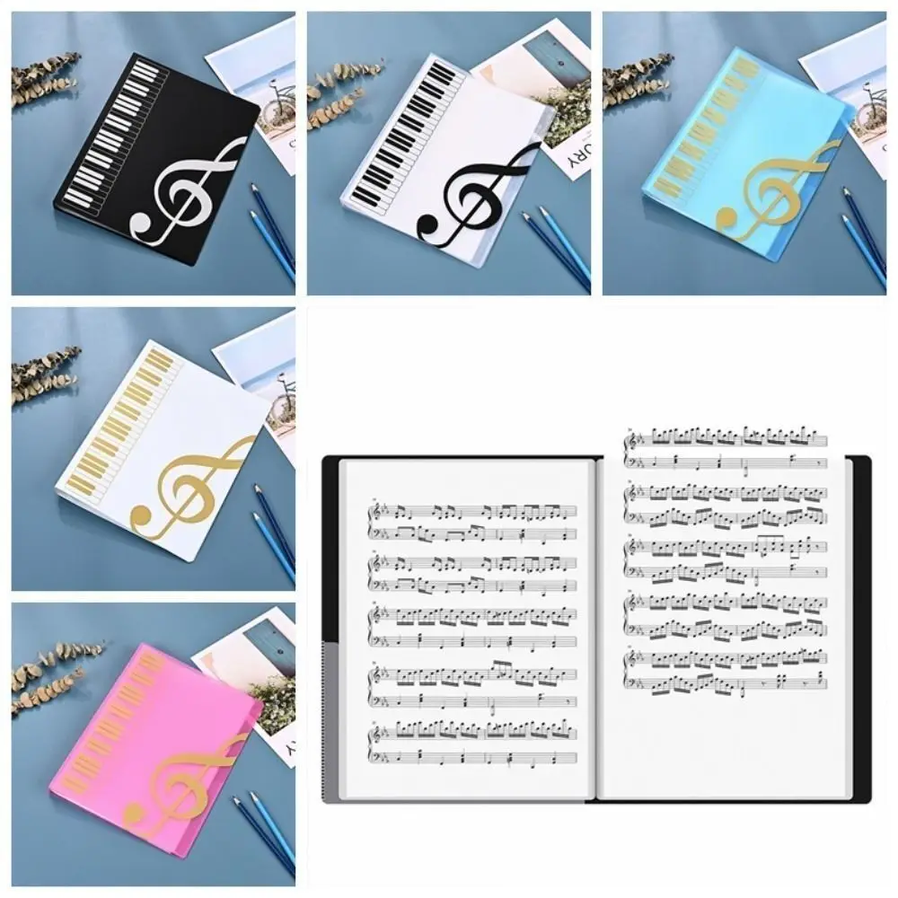 New PP Guitar Sheet Music Book Folder A4 Storage Organizer Piano Paper Sheets Folder 40 Pages Document Storage Organizer