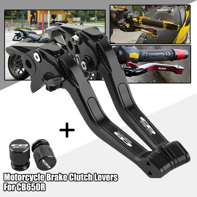 

For Honda CB650R CB 650R 2019-2024 Motorcycle Brake Clutch Levers 3D Short Adjustable Levers & Tire Valve Caps