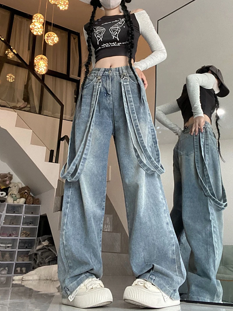 Elegant Jumpsuits For Woman Yellows Student Reducing Denim Preppy Chic Summer College Comfy Drape Garment Vertical Mori