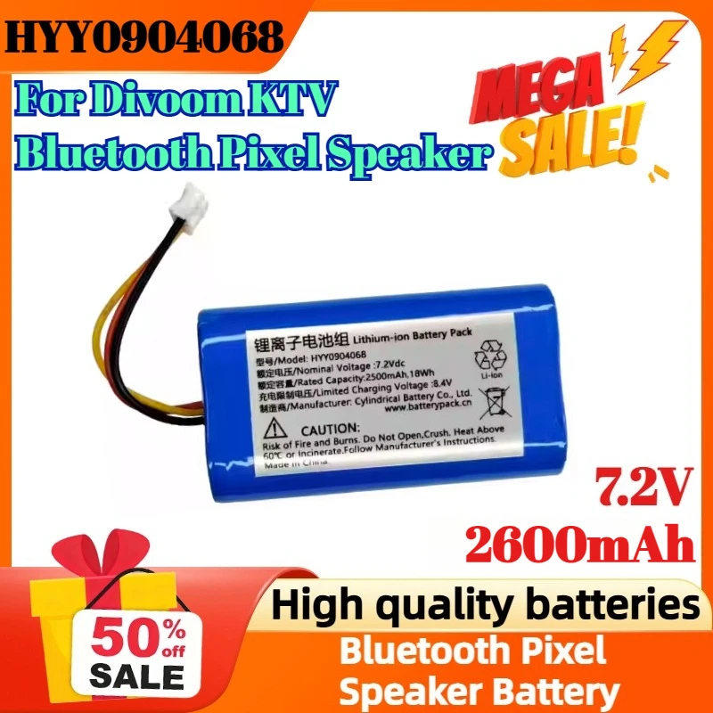 

HYY0904068 7.2V 2600mAh For Divoom KTV Bluetooth Pixel Speaker Lithium Battery