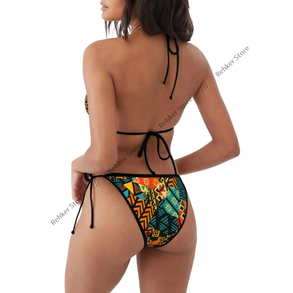 Woman Swimsuit Sexy Bikini Set Swimwear African Patchwork Pattern Two Piece Bathing Suit - view 2