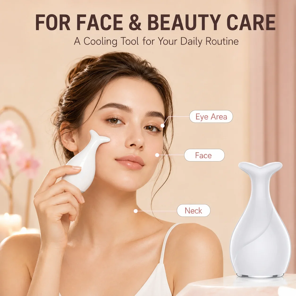 Fish Tail Ice Roller Facial Massager Cooling Skin Care Tool with Stainless Steel Cooling Head Cold Therapy Beauty Device Portabl view 4