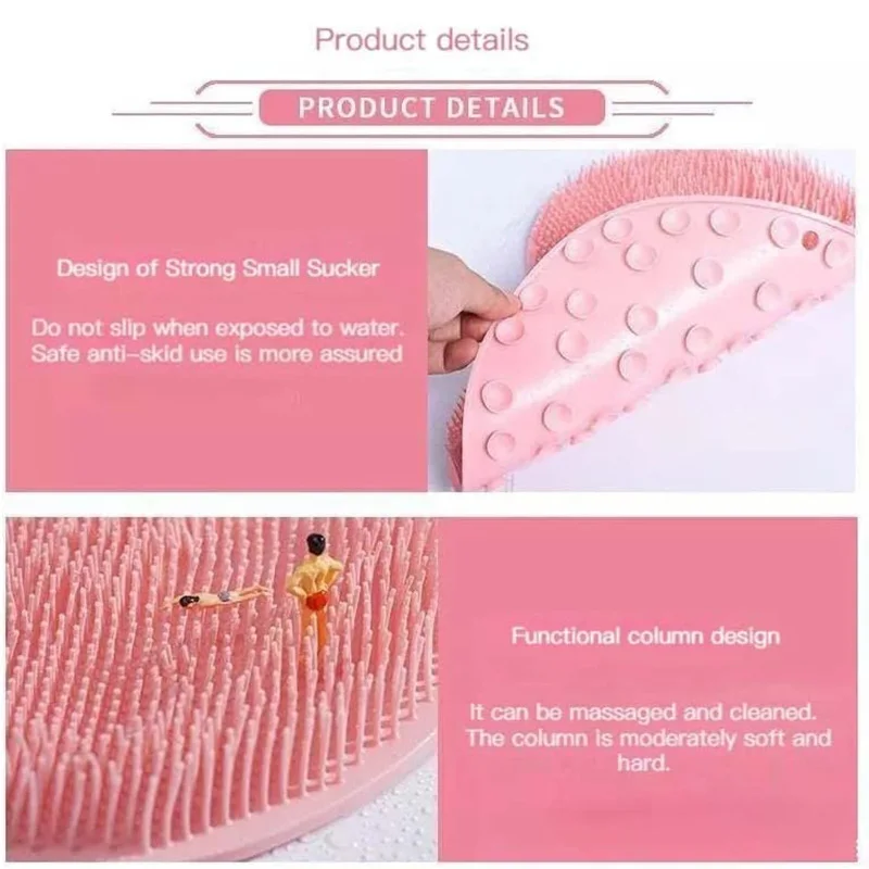 blue, pink, gray Massage Bath Brush Bathroom Silicone Non-Slip Foot Washing Mat With Suction Cup Exfoliating Shower durable