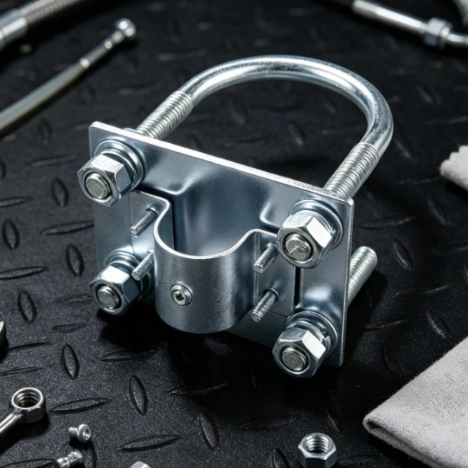 U-Bolt Antenna Clamp Galvanized Mast Mounting Clamp Bracket Antenna Bracket Rust Resistant Secure for Installers, Pole Fastening